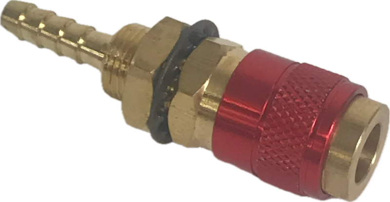Quick Release Connector Female 6mm Tail Water Or Gas Red Panel Mounted