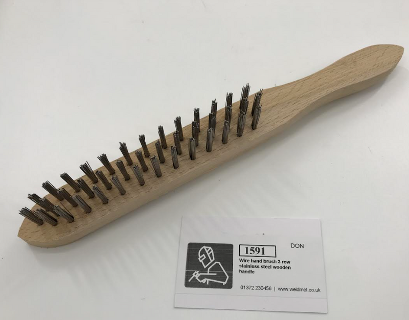 Wire Hand Brush 3 Row Stainless Steel Wooden Handle
