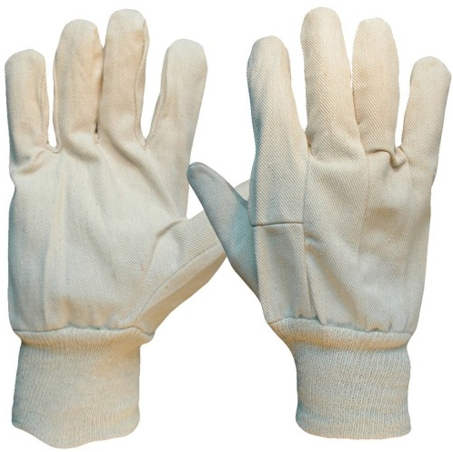 Glove Cotton Drill Lightweight White Knitwrist 8oz Size Mens