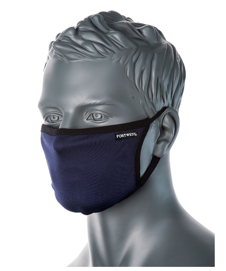 CV33 - Navy 3 Ply Anti Microbial Fabric Face Mask