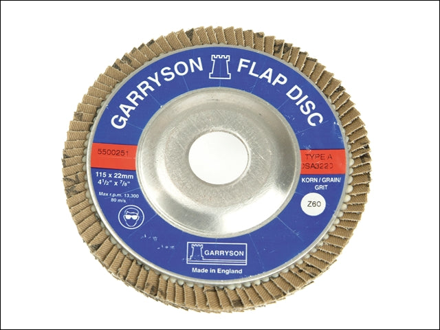 Garryson FAZ Flap Disc 100mm Dia P120 Grit Angled Zirc/Alum Oxide Aluminium Backed H/D