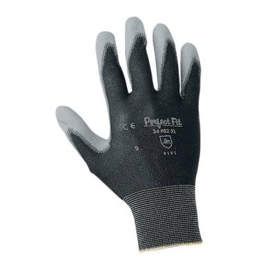 Glove Perfect Poly Black Polyamide With Grey PU Coated Palm Size 10 White Cuff