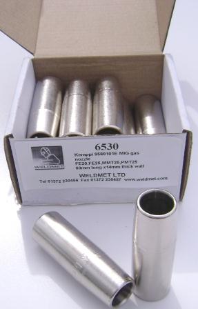 Kemppi 9580101E MIG Gas Nozzle FE20-FE25-MMT25-PMT25 60mm Long x14mm Thick Wall