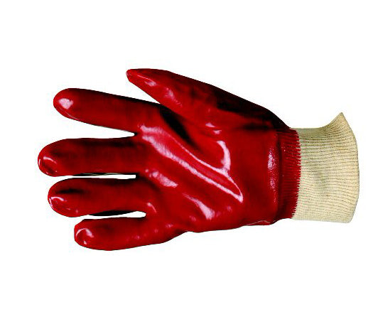 Glove PVC Red Knit Wrist Size 8