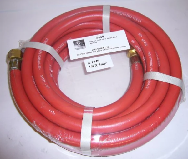 Hose Set Red Acetylene 5m x 6mm Dia Fitted 6mm Hcv