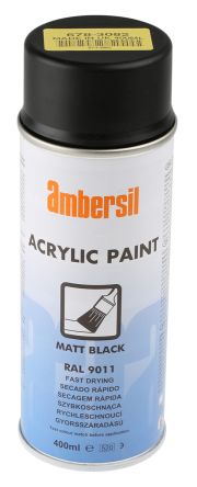 Ambersil 1031252 Acrylic Black Satin Finish Paint Aerosol 400ml