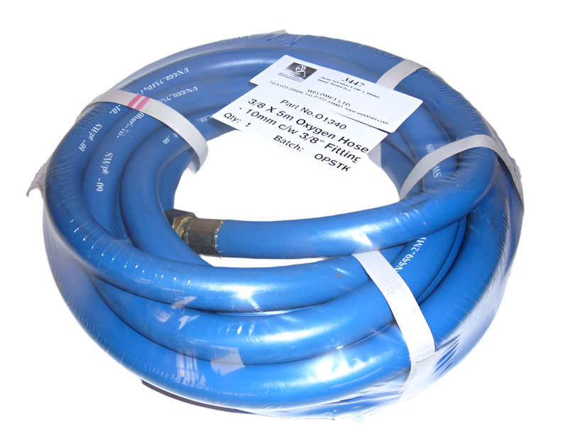 Hose Set Blue Oxygen 5m x 6mm Dia Fitted 10mm Hcv