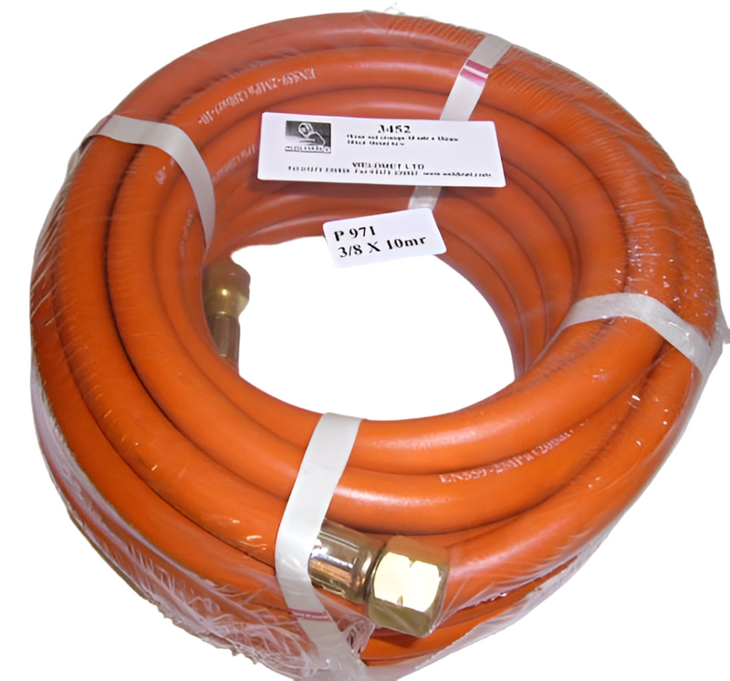 Hose Set Orange Propane 10m x 6.5mm Dia Fitted 6.5mm Hcv