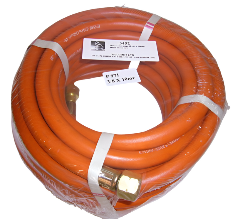 Hose Set Orange Propane 30m x 10mm Dia Fitted 10mm Hcv