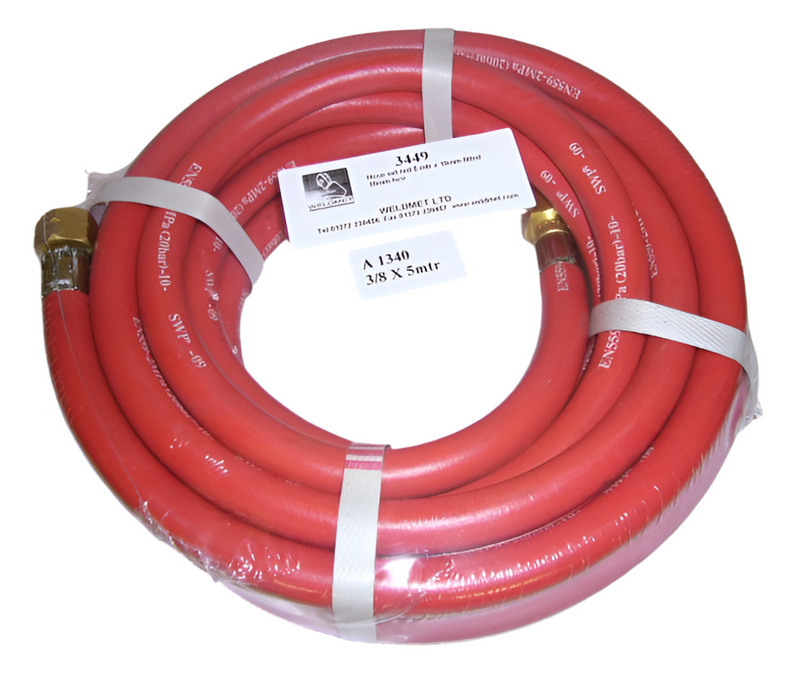 Hose Set Red Acetylene 20m x 6mm Dia Fitted 10mm Hcv