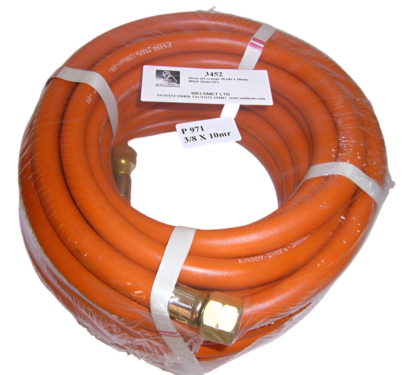 Hose Set Orange Propane 50m x 10mm Dia Fitted 10mm Hcv