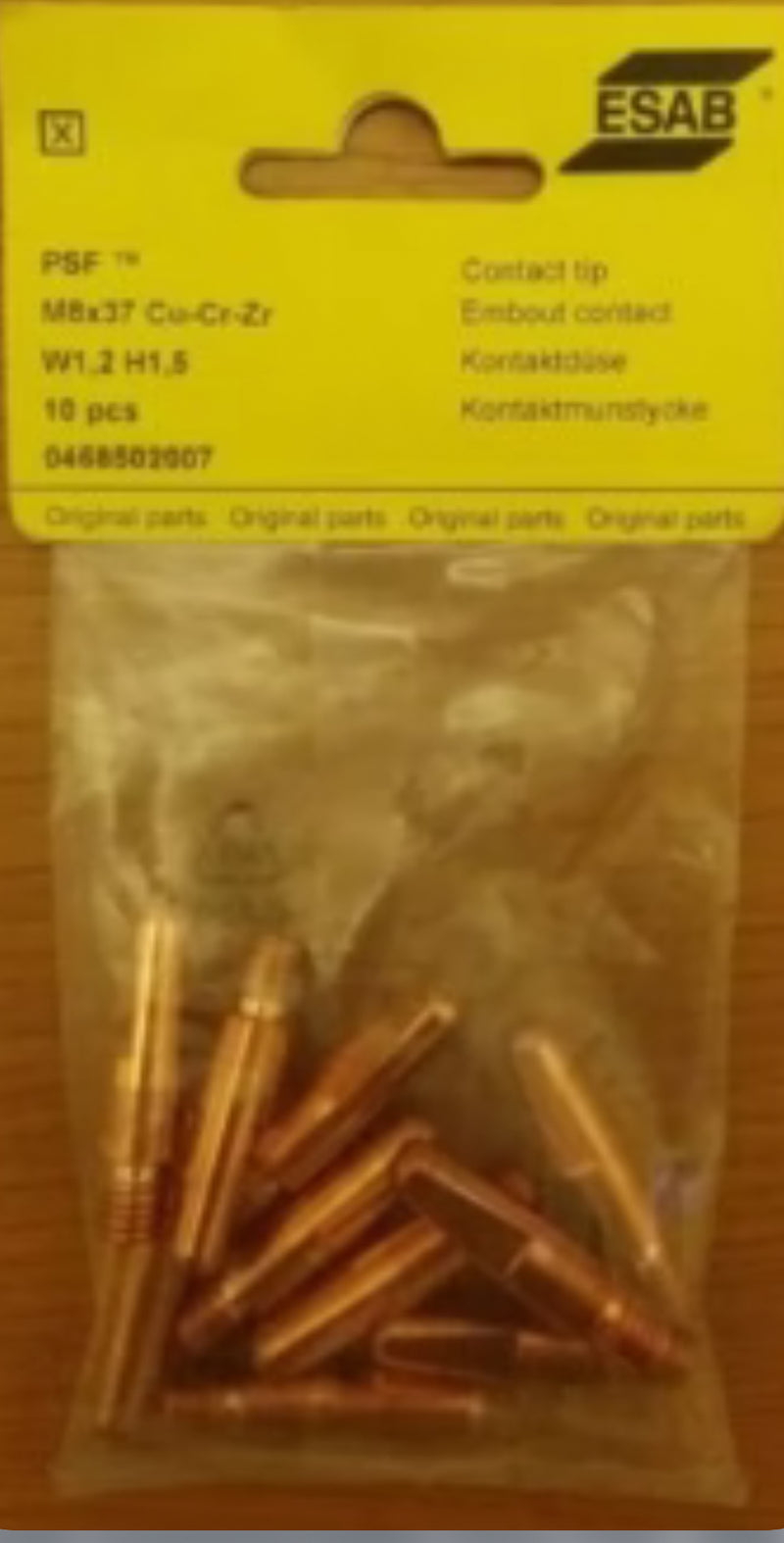 ESAB 0468502009 MIG PSF 400 Contact Tips M8 1.6mm CuCrZr