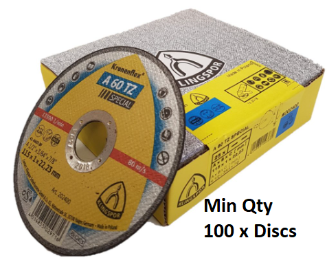 Klingspor Cutting Disc 115 x 1.0 x 22mm Flat A60TZ Special 202400 100 x Discs