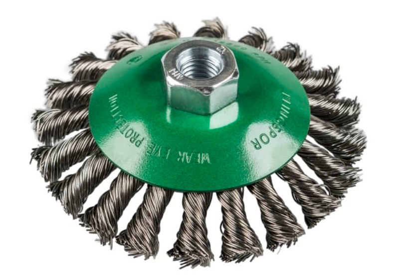 Klingspor BK 600 Z 115mm Dia x M14 Knotted Wire Wheel Bevel 050 Stainless Steel Wire  (358330)