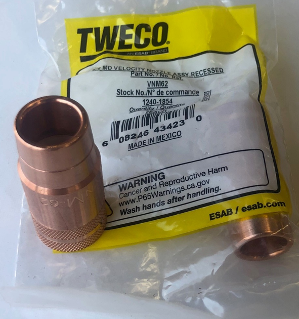 ESAB Tweco 12401854 VNM-62 15.9mm Velocity 2 MIG Nozzle Spray Master 250 (Pkt 2)