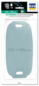 GYS 045781 Outer Cover Lens Clear Polycarbonate 226 x 106mm (Pkt 5) [06372]