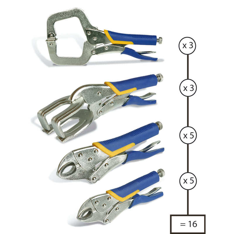 GYS 050266 Lock Grip Pliers x 16 Kit