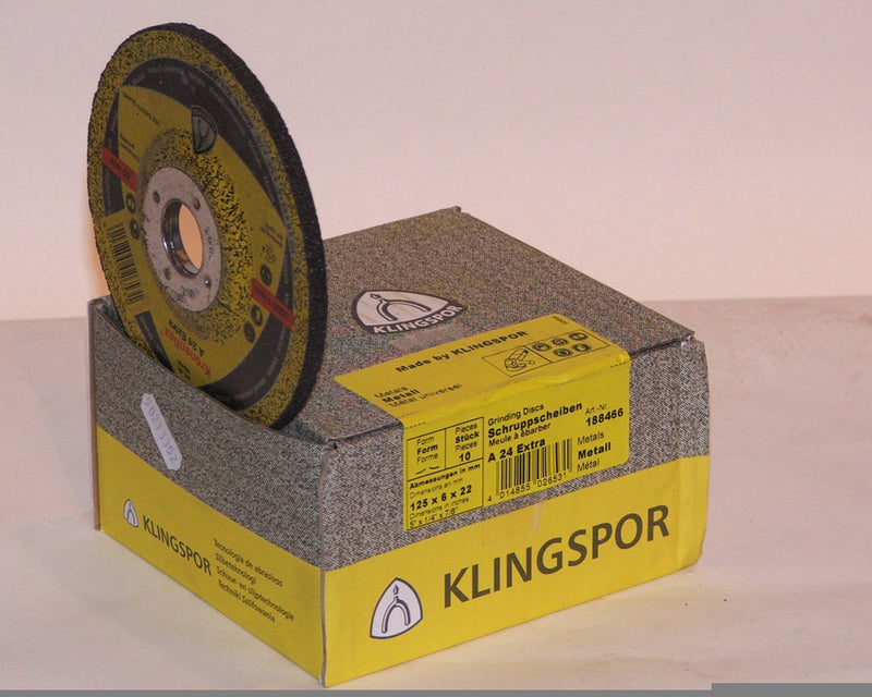 Klingspor Grinding Disc 125 x 6 x 22mm Depressed Centre A24N Supra Stainless Steel 2922