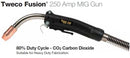 ESAB Tweco Fusion 220A 3m Air Cooled MIG Torch 1023-1264 [0608]