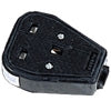 Socket 240V 3 Pin 13A Black Rubber Trailing [1607]
