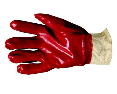Glove PVC Red Knit Wrist Size 10