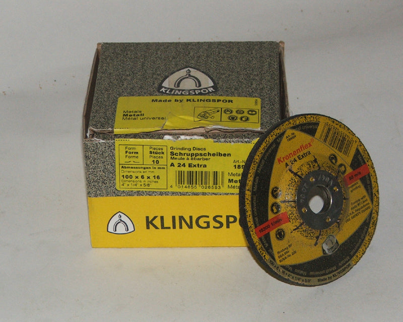 Klingspor Grinding Disc 100 x 6 x 16mm Depressed Centre A24 Extra 189004