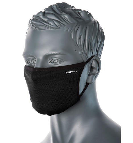 CV33 - Black 3 Ply Anti Microbial Fabric Face Mask