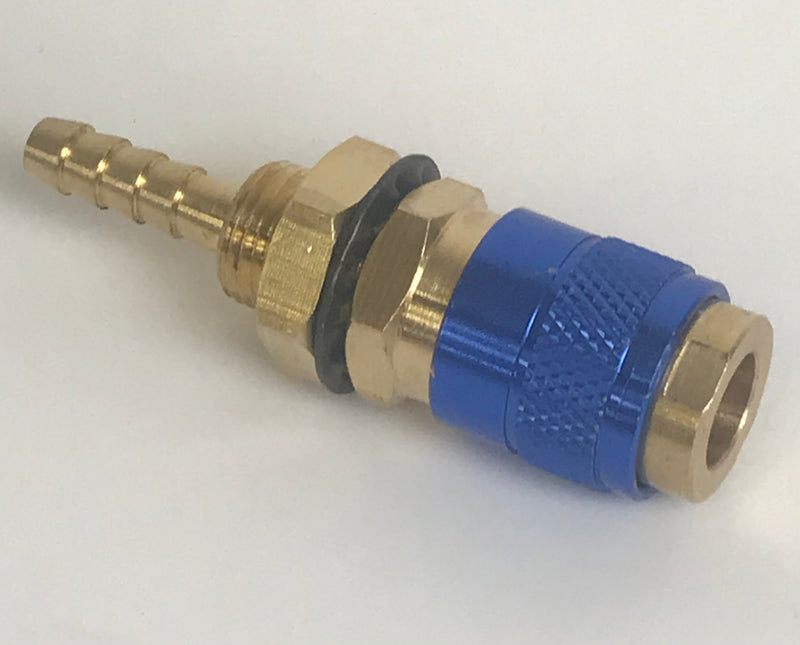 Quick Release Connector Female 6mm Tail Water Or Gas Blue Panel Mounted