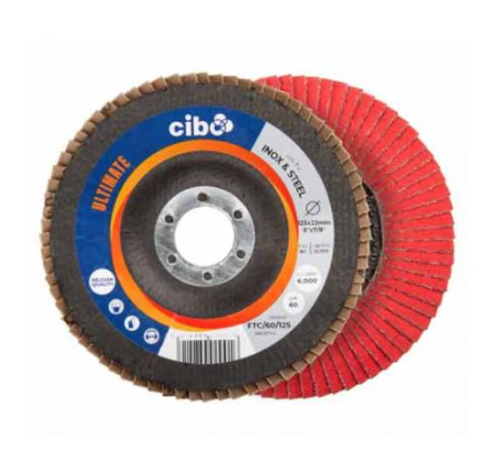 CIBO 125mm Flap Wheel Ceramic P60 Grit Convex FTC/60/125