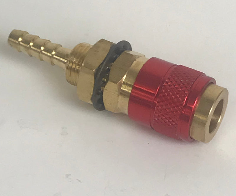Quick Release Connector Female 6mm Tail Water Or Gas Red Panel Mounted