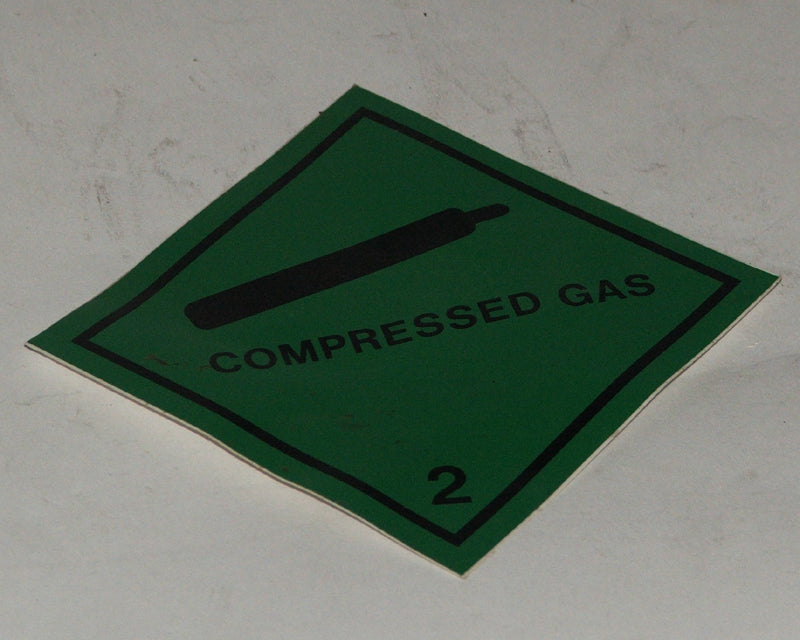 Sign - Compressed Gases - Green Adhesive Vinyl Plastic 100 x 100mm