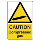Sign - Compressed Gas - Rigid Plastic 4 x 150 x 200mm [7623]