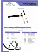Interlas Type 301 TIG Torch Water Cooled 3.5 Mtr Leads 0315121 No Switch or Sheathing [2402]