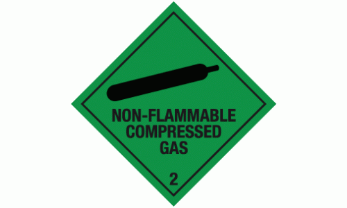 Sign - Compressed Gases - Green Adhesive Vinyl Plastic 100 x 100mm