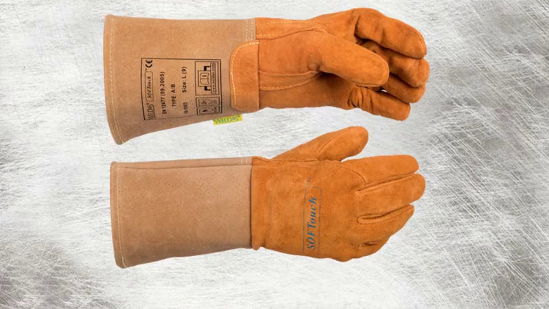 Welders TIG Gauntlet/Glove Pig Skin Soft Tan Weldas 10-1003M High Quality