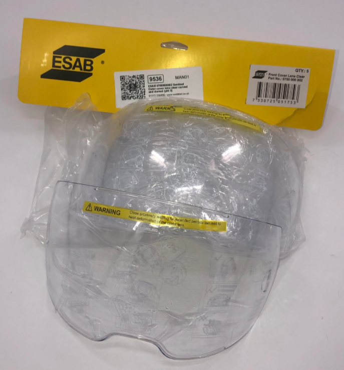 ESAB 0700000802 Sentinel A50 Outer Cover Lens Clear Curved And Domed (Pkt 5)